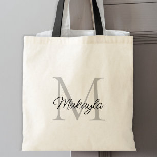 Bolso De Tela Monograma moderno elegante y personalizado negro