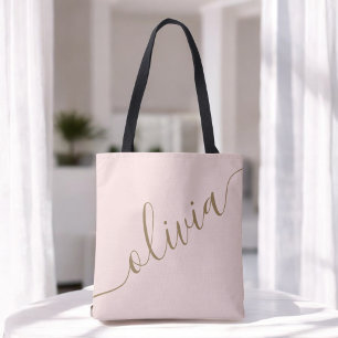 Bolso De Tela Monograma moderno Minimalista de oro rosa elegante