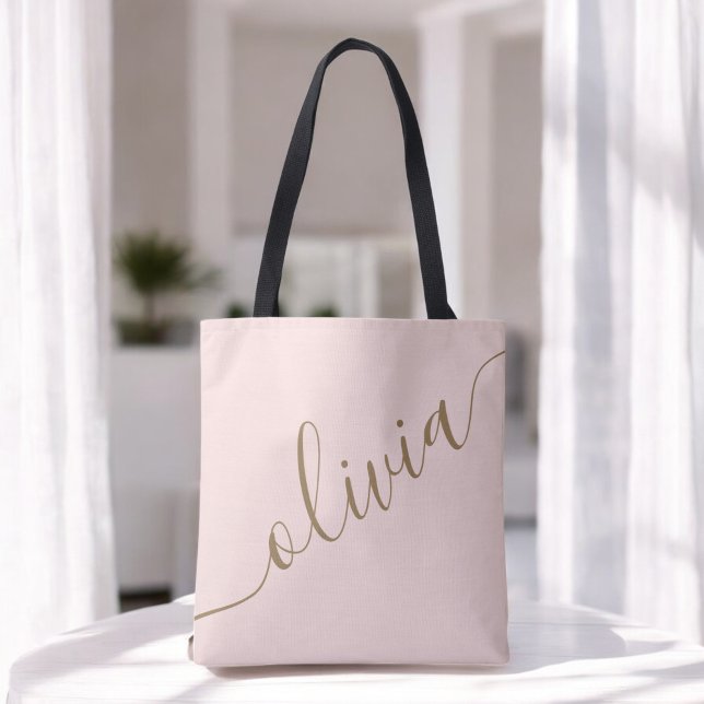 Bolso De Tela Monograma moderno Minimalista de oro rosa elegante (Subido por el creador)