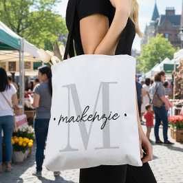 Bolso De Tela Monograma moderno minimalista negro blanco