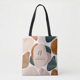 Bolso De Tela Monograma moderno óxido verde abstracto elegante