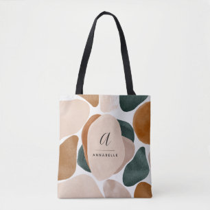 Bolso De Tela Monograma moderno óxido verde abstracto elegante
