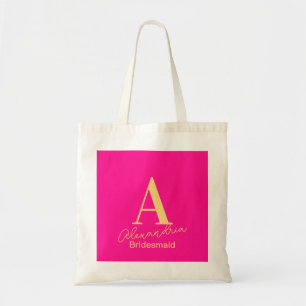 Bolso De Tela Monograma moderno personalizado de la dama de hono