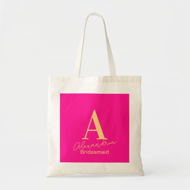 Bolso De Tela Monograma moderno personalizado de la dama de hono (Frente)