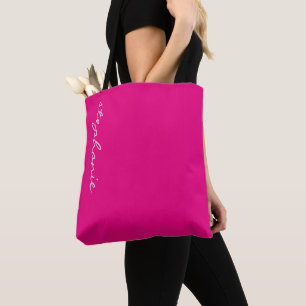Bolso De Tela Monograma moderno personalizado Neón rosa y Naranj