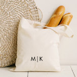 Bolso De Tela Monograma moderno | Texto negro<br><div class="desc">Este moderno diseño de bolsos de tote presenta su monograma o iniciales en negrita en negro para un aspecto sencillo y elegante.</div>