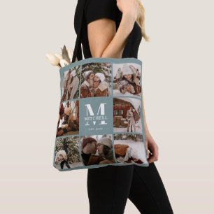Bolso De Tela Monograma moderno y sabio personalizado de Collage
