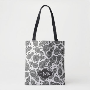 Bolso De Tela Monograma monocromático de las piñas el