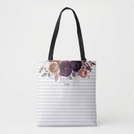 Bolso De Tela Monograma morado de ciruela morada y borgoña flora