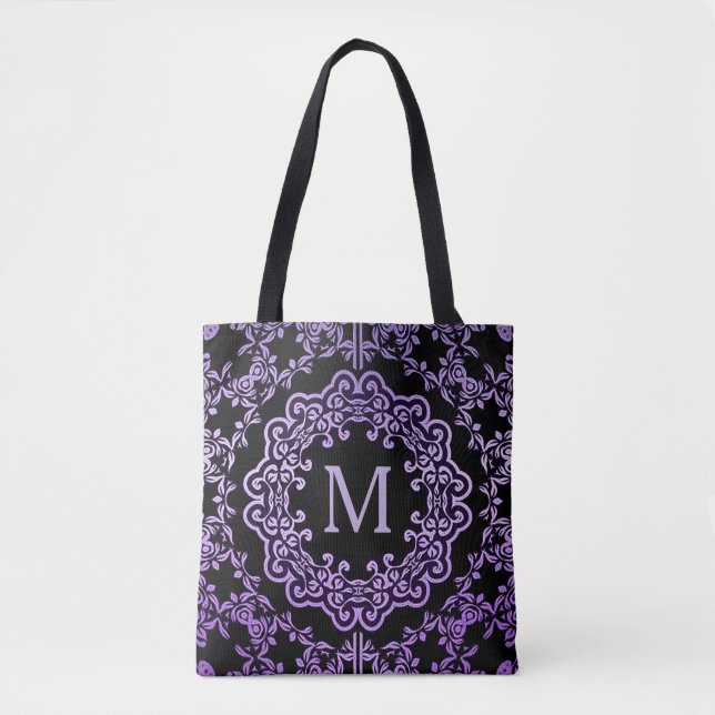Bolso De Tela Monograma morado Filigree Motif Tote Bag (Anverso)