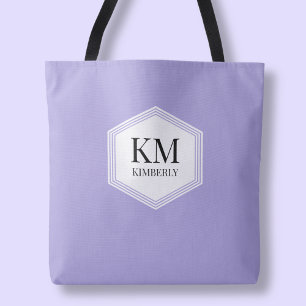 Bolso De Tela Monograma Morado Sencillo Moderno Nombre Personali