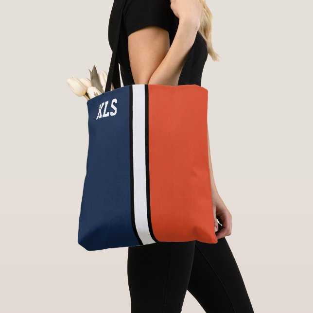 Bolso De Tela Monograma Naranja y azul de la Marina Colegio (Detalle)
