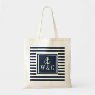 Bolso De Tela Monograma Nautical Boat Anchor Naval Banda Azul