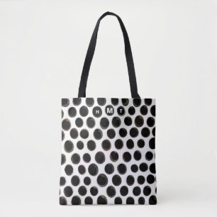 Bolso De Tela Monograma Negro Blanco de Lunares Abstractos