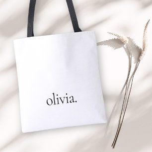 Bolso De Tela Monograma Negro Blanco Moderno Minimalista Elegant