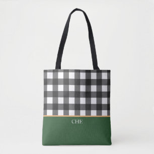 Bolso De Tela Monograma negro blanco verde verificado