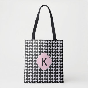 Bolso De Tela Monograma negro, blanco y rosa pastel de la galga