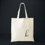 Bolso De Tela Monograma negro inicial del Personalizado de guion<br><div class="desc">Sencillo,  moderno y elegante. El texto y el color del texto son totalmente personalizables. Perfecto como regalo de dama de honor,  regalo de boda,  cumpleaños o graduación. Parte de una colección de Parcel Studios.</div>