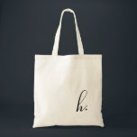 Bolso De Tela Monograma negro inicial del Personalizado de guion<br><div class="desc">Sencillo,  moderno y elegante. El texto y el color del texto son totalmente personalizables. Perfecto como regalo de dama de honor,  regalo de boda,  cumpleaños o graduación. Parte de una colección de Parcel Studios.</div>