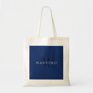 Bolso De Tela Monograma Negro Profesional Azul Tu Nombre