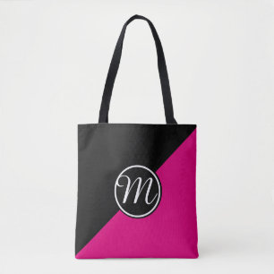 Bolso De Tela Monograma negro rosado