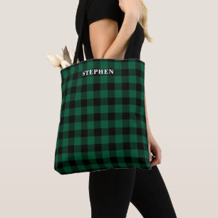 Bolso De Tela Monograma negro verde de relleno de búfalo