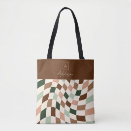 Bolso De Tela Monograma Neutral Personalizado de tablero de ajed