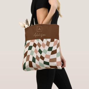 Bolso De Tela Monograma Neutral Personalizado de tablero de ajed