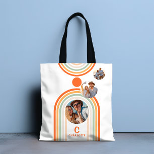 Bolso De Tela Monograma Nombre Boho Arch Multifoto Trendy Girly