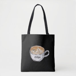Bolso De Tela Monograma Nombre Cappucccino Negro