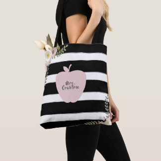 Bolso De Tela Monograma Nombre de Apple Dusty Floral Blanco y ne