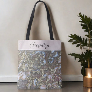 Bolso De Tela Monograma nombre oro blanco sonoro caligrafía flor