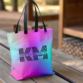 Bolso De Tela Monograma Ombre Rosa Neon Azul y Morado