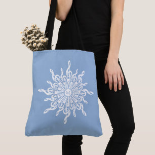 Bolso De Tela Monograma Ornamental Azul invernal G-Clef Snowflak