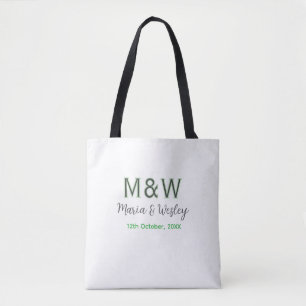 Bolso De Tela Monograma pareja gris verde cita romántica moderna
