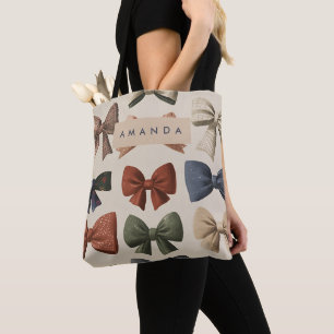 Bolso De Tela Monograma Patrón de reverso retro personalizado