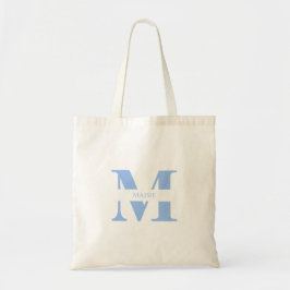 Bolso De Tela Monograma Personalizado Azul Pastel Moderno Lindo