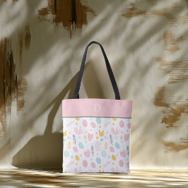 Bolso De Tela Monograma Personalizado con Botánica Pastel Capric