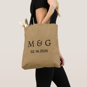 Bolso De Tela Monograma personalizado con fecha en patrón de yut