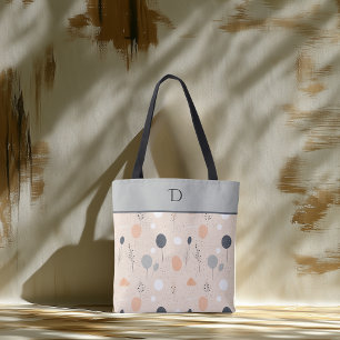 Bolso De Tela Monograma personalizado con follaje minimalista te
