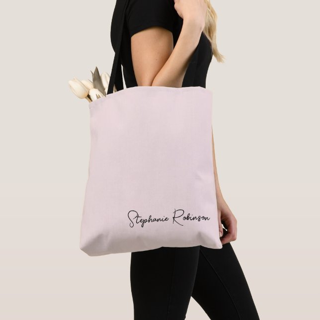 Bolso De Tela Monograma Personalizado con Letra Script Rosa Clar (Detalle)