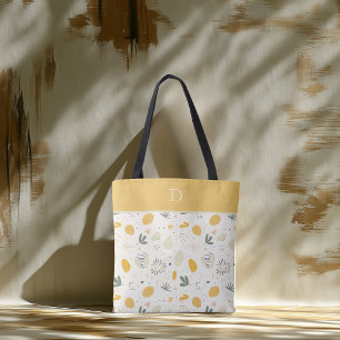 Bolso De Tela Monograma Personalizado con Patrón Botánico Abstra