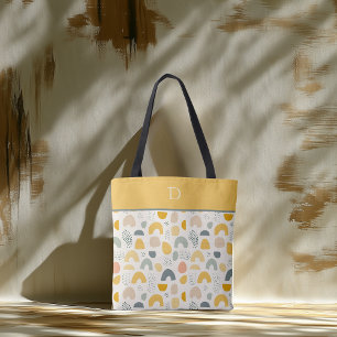 Bolso De Tela Monograma Personalizado con Patrón de Arco Abstrac