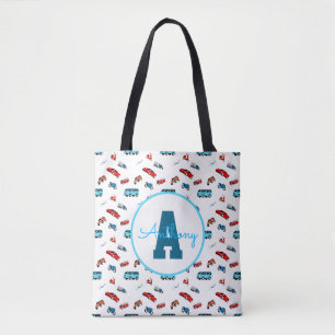 Bolso De Tela Monograma personalizado de cumpleaños de niño patr