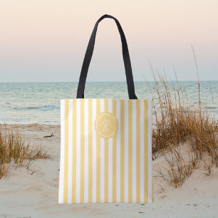 Bolso De Tela Monograma personalizado de franja de playa amarill