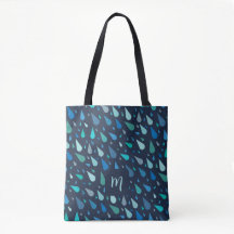 Monograma personalizado de gotas de lluvia azul os