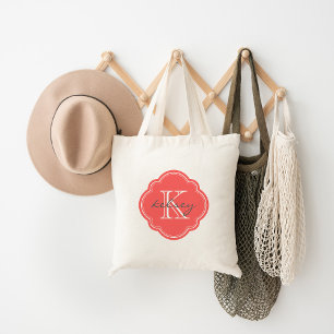 Bolso De Tela Monograma personalizado de Personalizado de coral