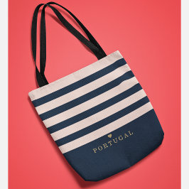 Bolso De Tela Monograma personalizado de rayas chic lugar favori