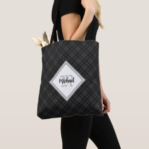Bolso De Tela Monograma personalizado del blanco negro de moda