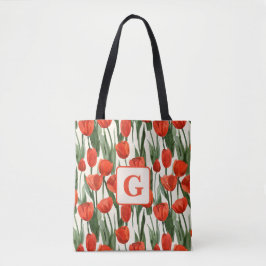 Bolso De Tela Monograma personalizado del patrón de campo tulipá